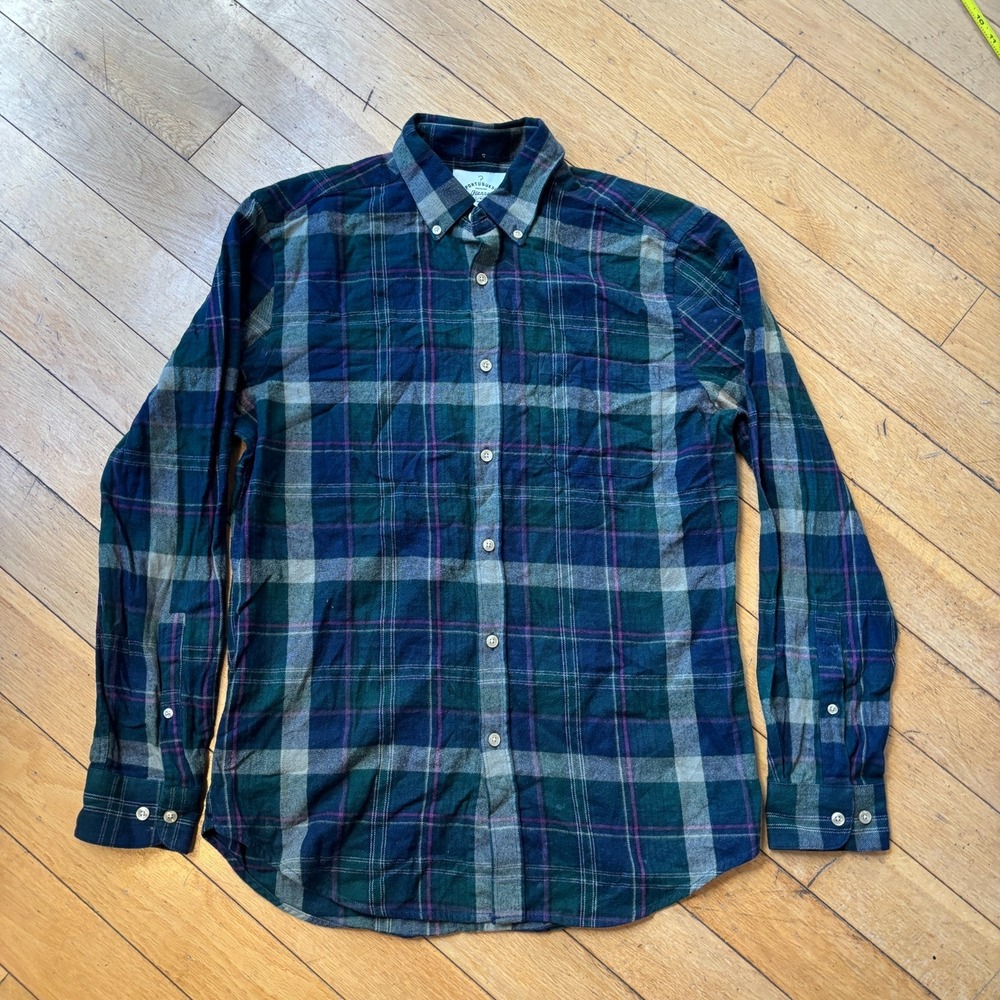 Portuguese Flannel Wisdom Shirt Mens M Plaid Flannel Button Down Cotton